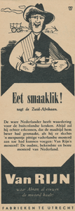 716040 Advertentie voor Van Rijn's Mosterd, geproduceerd bij Van Rijn's Mosterd- en Azijnfabrieken, [Nieuwe Kade 11-13] ...